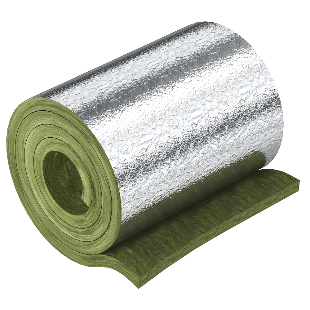 Mineral wool w. aluminium foil for sectional insualtion